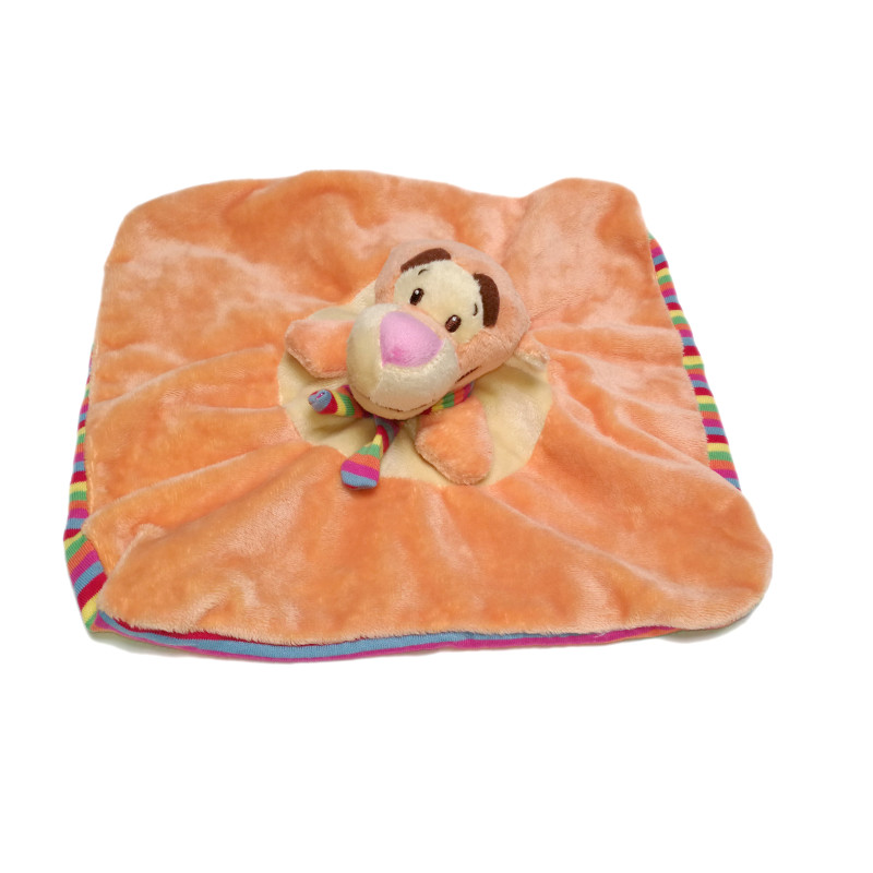 Doudou plat Tigrou orange écharpe rayée Disney NICOTOY | Destock Baby