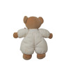 Doudou peluche ours beige Priscilla Larsen grelot ruban marron Vintage 32 cm | Destock Baby