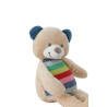Peluche doudou Ours beige bleu rayures tricot NICOTOY 35 cm | Destock Baby