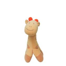 Doudou girafe jaune orange Kiabi bébé grelot 22 cm