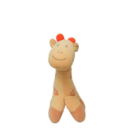 Doudou girafe jaune orange Kiabi bébé grelot 22 cm