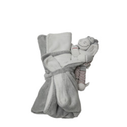 Doudou Couverture Lola Lolita Paquito Noukie’s gris fleur rouge