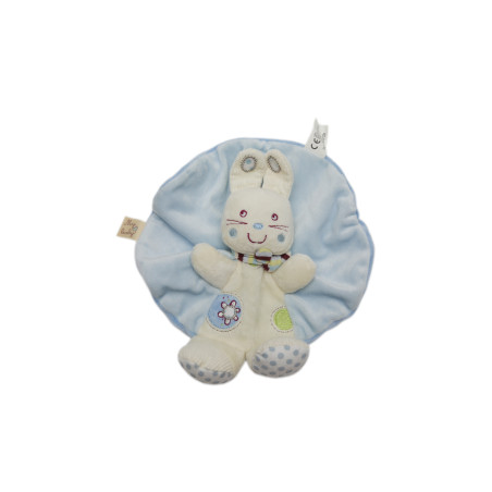 Doudou lapin plat rond blanc bleu Vêtir NICOTOY Kiabi | Destock Baby