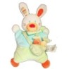 Doudou coussin LAPIN Bleu vert Panier carottes NICOTOY Kitchou Kiabi 28 cm (20539)