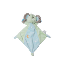 Doudou plat éléphant bleu vert étoiles lune NICOTOY | Destock Baby