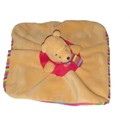 Doudou plat Winnie orang rayures Echarpe Disney Nicotoy