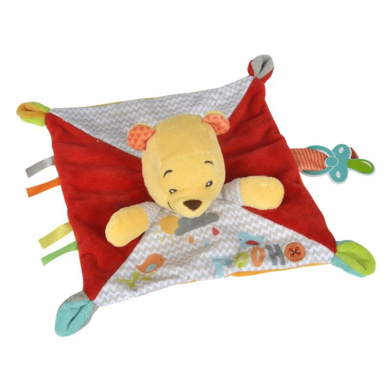Doudou plat Winnie rouge gris oiseau nuage Disney | Destock Baby