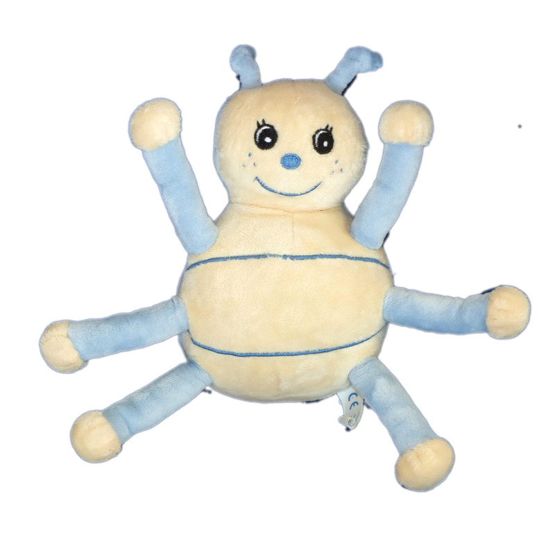 Peluche doudou coccinelle bleue jaune Arthur et Lola Gingo Biloba 24 cm | Destock Baby