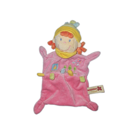 Doudou plat lutin fille rose maison avion NICOTOY 579/6670