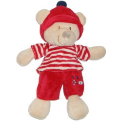 Doudou peluche ours habit rouge marin poisson Vêtir | Destock Baby