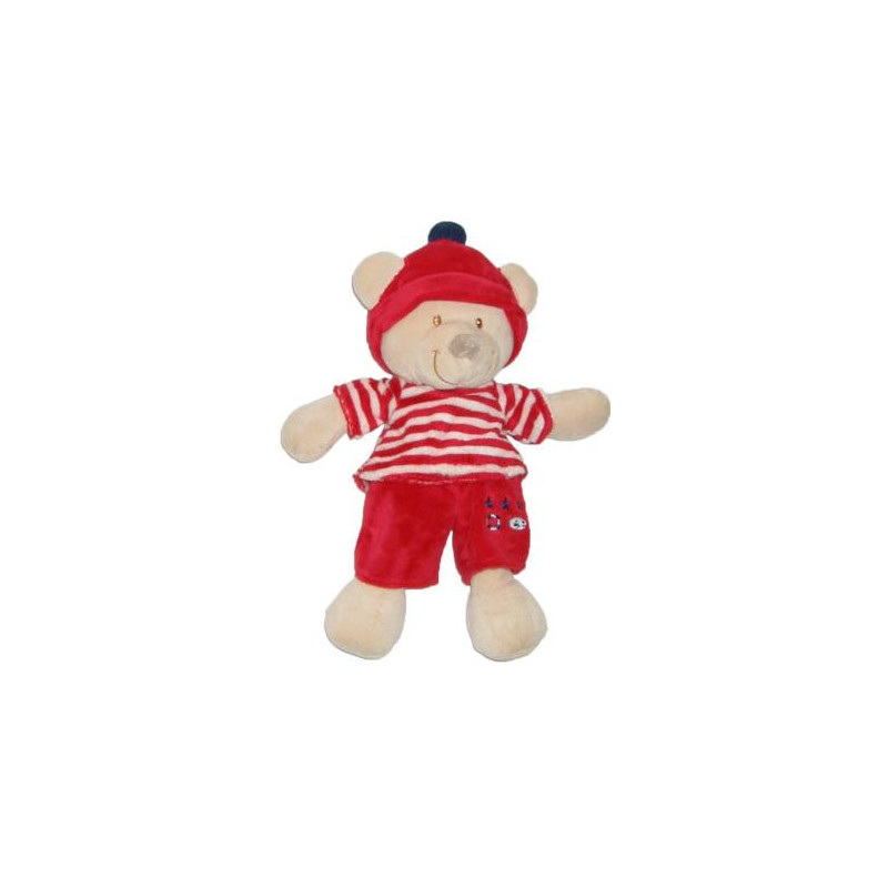 Doudou peluche ours habit rouge marin poisson Vêtir | Destock Baby