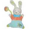 Doudou marionnette lapin bleu orange quilles dés Pommette | Destock Baby