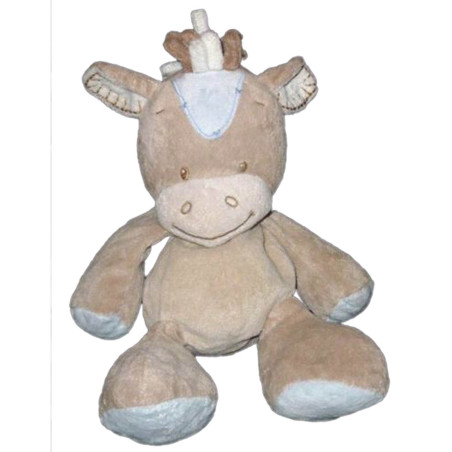 Doudou peluche poney cheval beige bleu Nattou 28 cm | Destock Baby