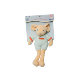 Doudou peluche éléphant bleu orange Sucre d'Orge 30 cm