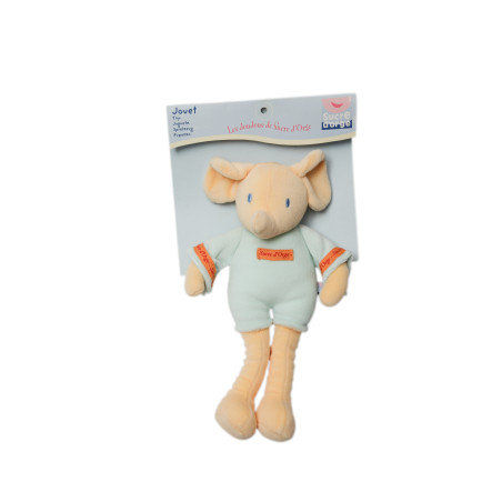 Doudou peluche éléphant bleu orange Sucre d'Orge 30 cm