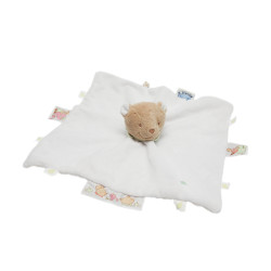 Doudou plat ours blanc pomme étiquettes NOUKIE'S
