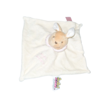Doudou et Compagnie Lapin plat blanc collerette rose Tatoo