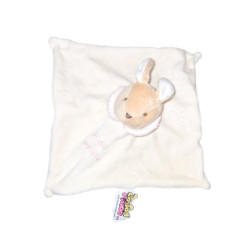DOUDOU ET COMPAGNIE - LAPIN plat blanc collerette rose
