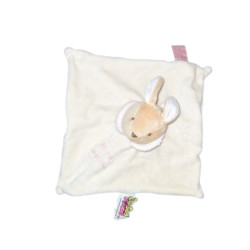 DOUDOU ET COMPAGNIE - LAPIN plat blanc collerette rose