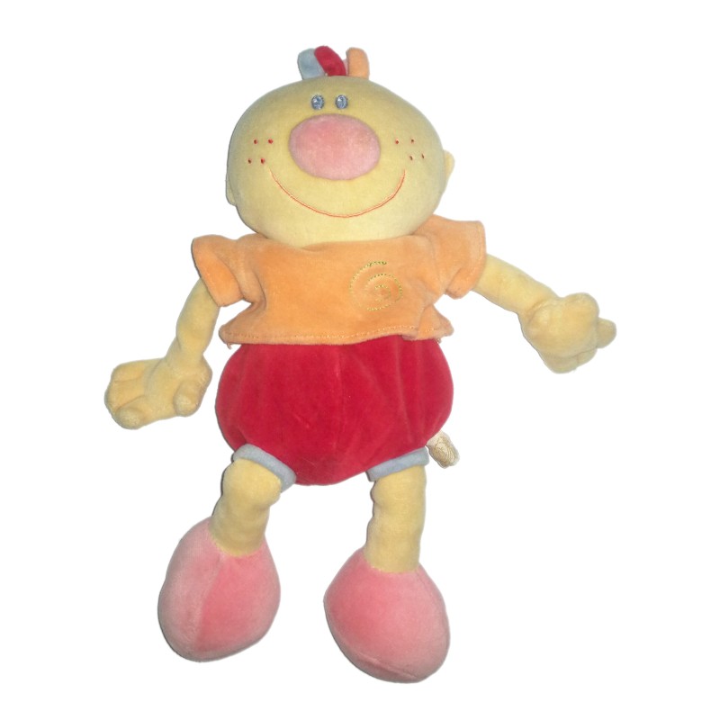 Peluche doudou Billy Garçon orange rouge Nattou 28 cm (20138)