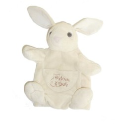 Doudou marionnette LaPIN Lièvre blanc écru ivoire - HISTOIRE D'OURS (6971)