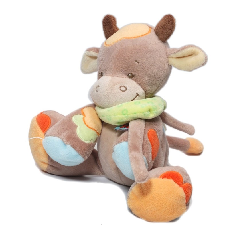 Doudou Peluche Vache beige orange Little Garden NATTOU 23 cm (17926)
