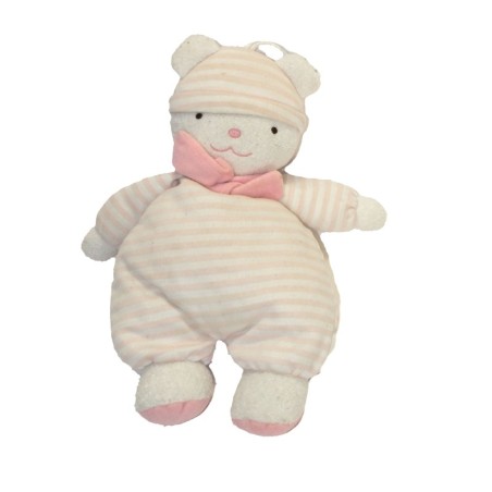 Doudou ours blanc rose Luminou Bonnet 30 cm (28051)