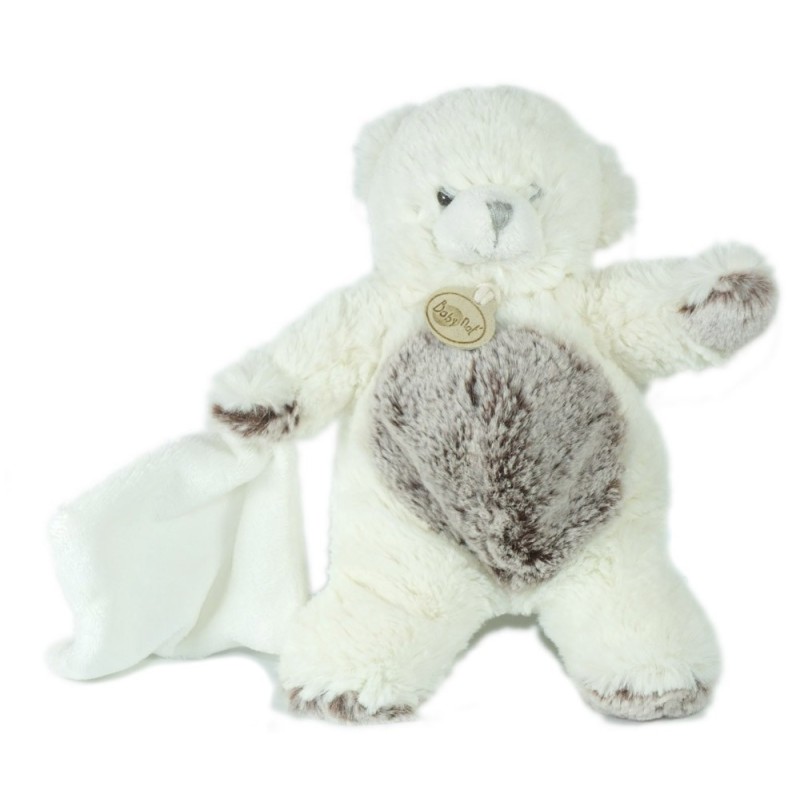 Doudou Baby Nat Ours les Flocons blanc marron mouchoir Babynat BN664 (18958)