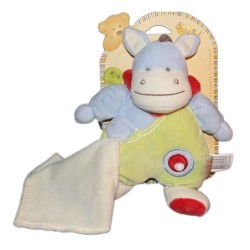 Doudou cheval Mouchoir BABY NAT' bleu vert (15747)
