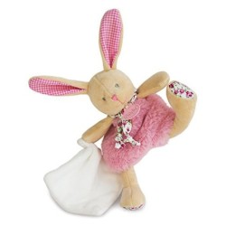 Baby nat Poupi Doudou Lapin Rose mouchoir blanc 25 cm (19796)