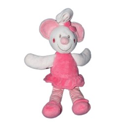Doudou Souris rose Fleur NICOTOY 22 cm (13023)