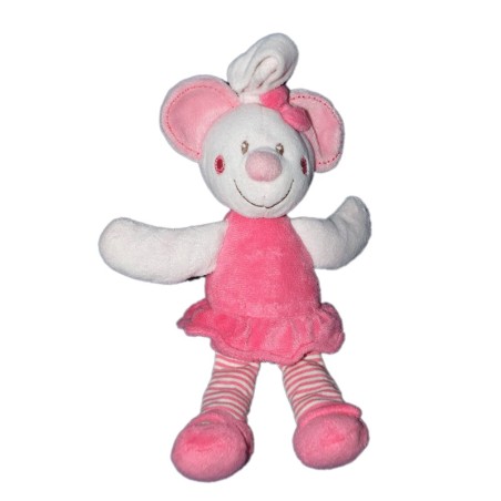 Doudou Souris rose Fleur NICOTOY 22 cm (13023)