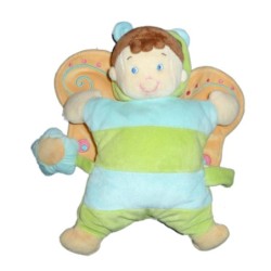 Doudou coussin Garçon Lutin Papillon bleu vert NICOTOY H 25 cm (14183)