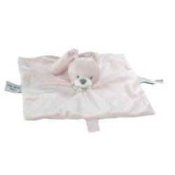 Doudou plat Lapin rose Jolies Petites Fleurs Bout chou Monopri6 (23152)
