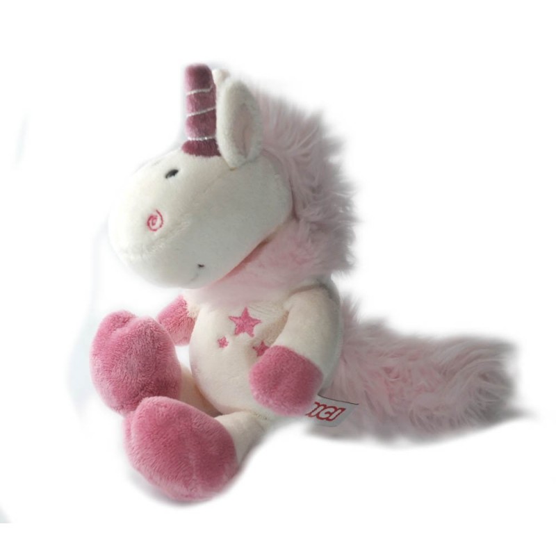 Doudou Licorne rose mauve Nici étoiles 24 cm (17157)