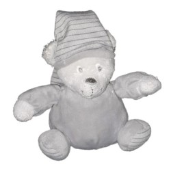 Peluche doudou Ours gris blanc Ourson Max & Sax Moon 16 cm CMI Carrefour (22725)