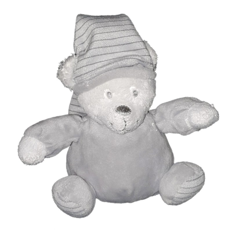 Peluche doudou Ours gris blanc Ourson Max & Sax Moon 16 cm CMI Carrefour (22725)