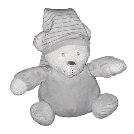 Peluche doudou Ours gris blanc Ourson Max & Sax Moon 16 cm CMI Carrefour (22725)