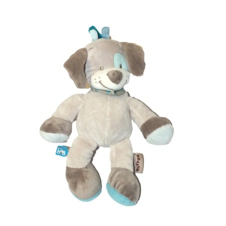 Doudou chien gris bleu train Gaston et Cyril NATTOU 35 cm (27078)