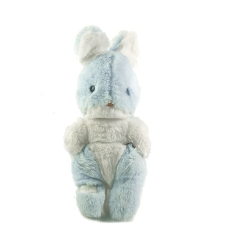 Peluche doudou Lapin bleu blanc Boulgom 26 cm grelot  (22388)