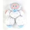 Doudou poupee tissu chiffon blanc motif ours bleus noeud Fisher Price 25 cm (20928)
