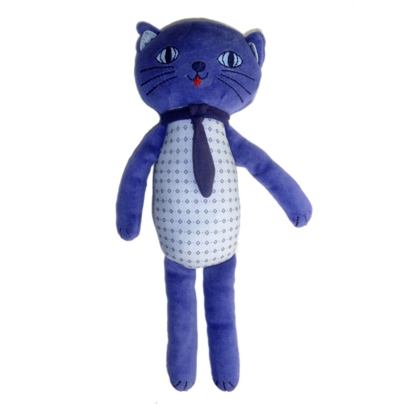 Doudou Chat bleu Bout Chou Monoprix - H 28 cm (5401)