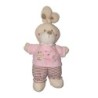 Doudou lapin rose blanc ABC Rayures 26 cm Nicotoy (24955)