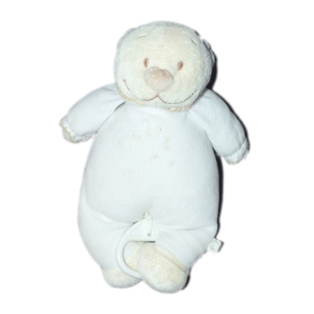 Doudou Peluche musicale Ours blanc Tonton Noukies Lune étoiles 24 cm (16537)