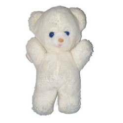 Ancienne Peluche doudou Vintage Ours blanc 24 cm Boulgom (24921)