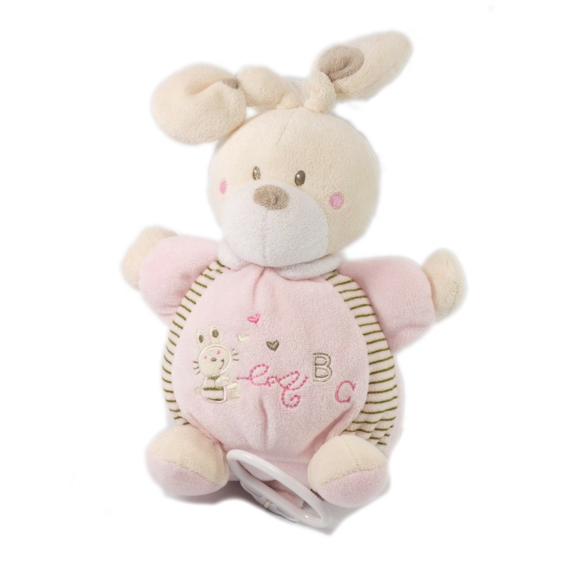 Doudou peluche Musicale Lapin rose 30 cm ABC Nicotoy  (17954)