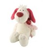 Doudou peluche chien blanc rose Coeur rouge Love NICI 38 cm (19124)