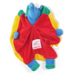 Doudou Elephant rouge jaune vert MOULIN ROTY Grelot (25970)