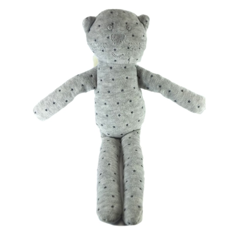 Doudou Chat gris étoiles Bout'chou Monoprix 30 cm (17610)