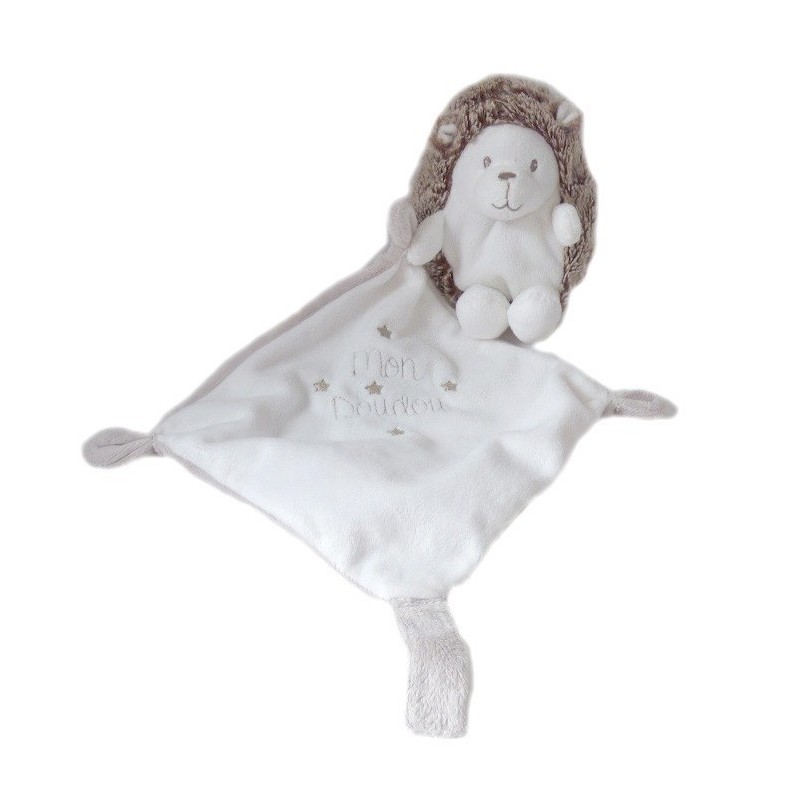 Doudou Herisson marron chiné blanc Mouchoir Mon Doudou (22381)
